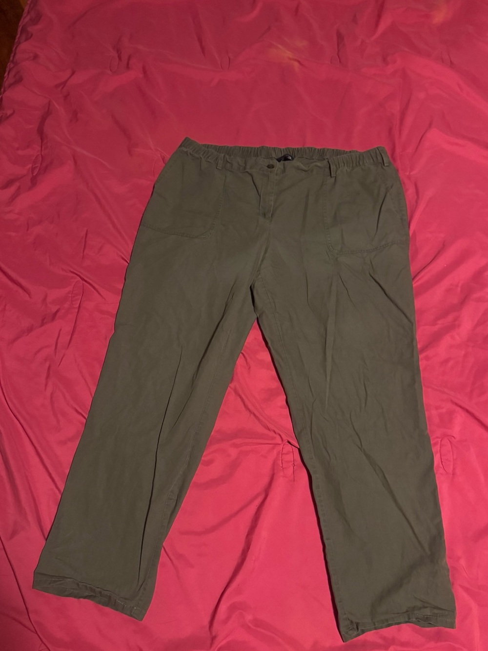 Lands' End Olive Green Elastic-Waist Chinos
